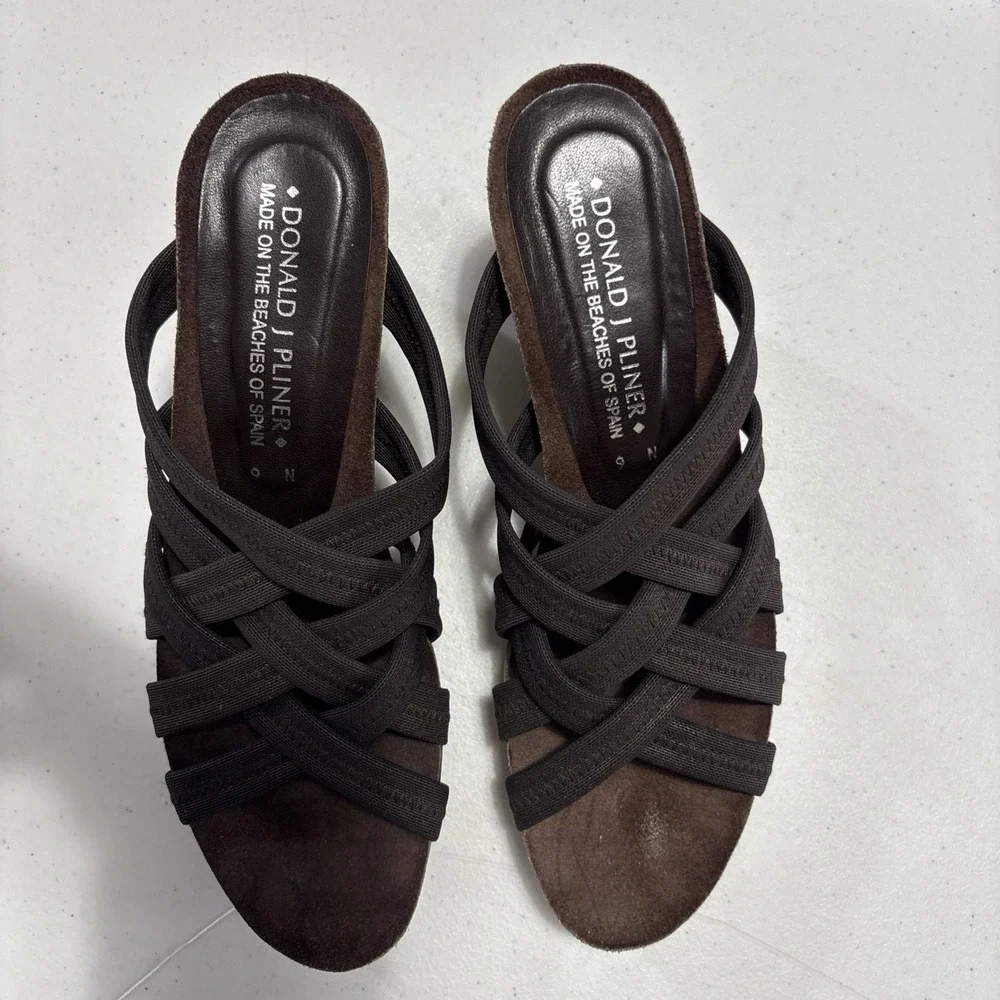 DONALD J PLINER Metallic Mesh Cork Wedge Sandals Size‎ 6 N